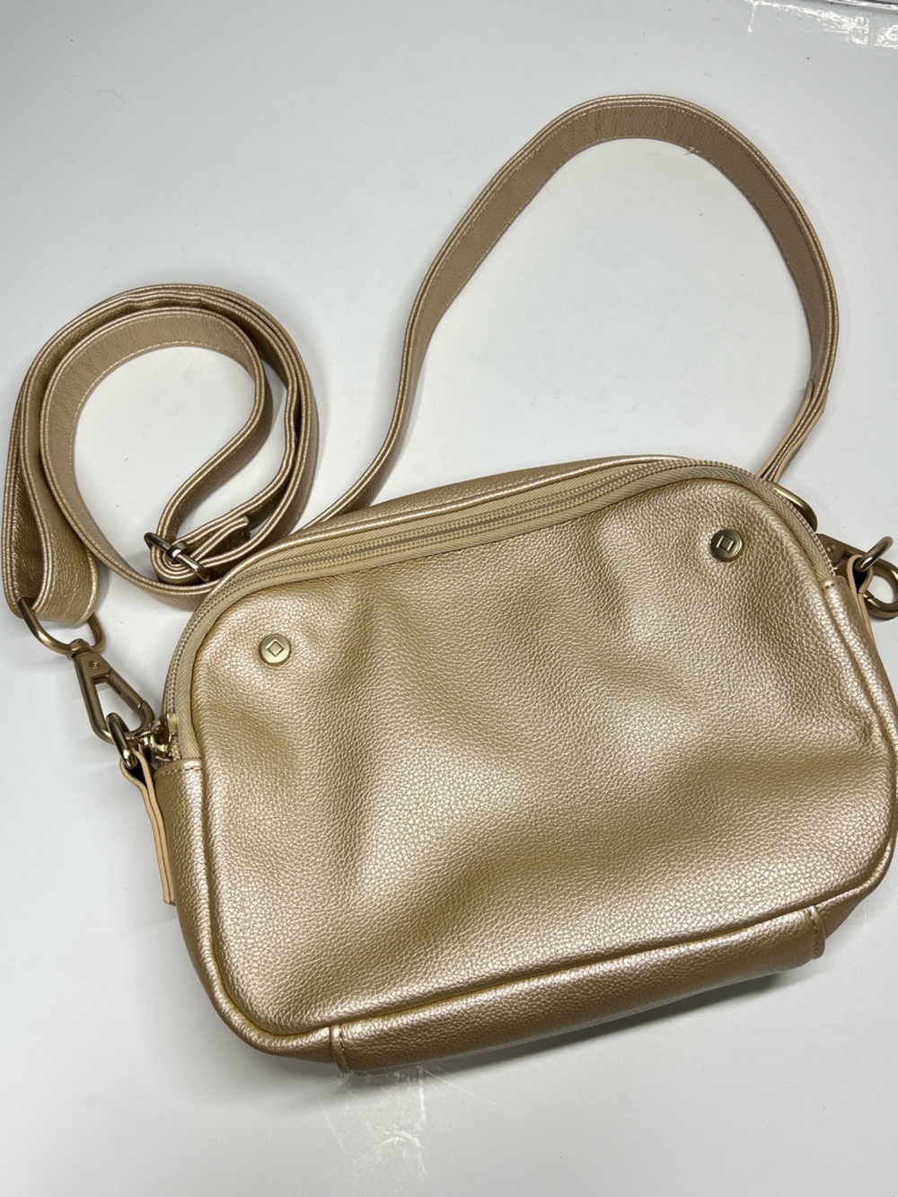 THIRTY ONE Double Zip Crossbody Handbag Gold